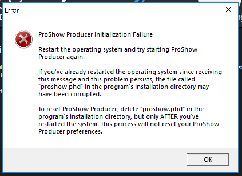 Proshow Startup error.png